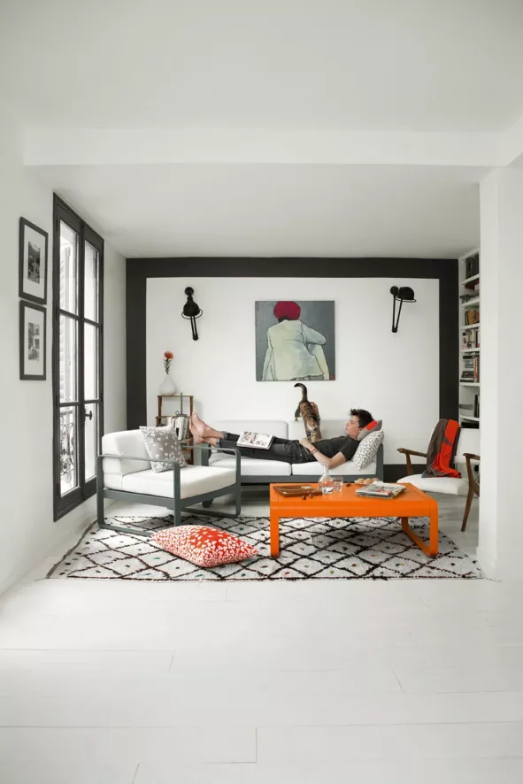 Fermob Bellevie Fauteuil Kussen Wit Acapulco Blue 5 Fermob Bellevie Fauteuil Kussen Wit Acapulco Blue - Afbeelding 5