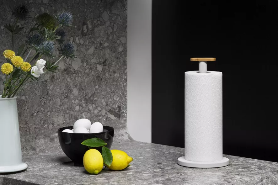 Alessi Mattina Keukenrolhouder Warm Grijs 3 Alessi Mattina Keukenrolhouder Warm Grijs - Afbeelding 3