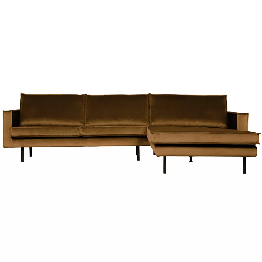 BePureHome Rodeo Velvet Met Chaise Longue Rechts Honing Geel 1 BePureHome Rodeo Velvet Met Chaise Longue Rechts Honing Geel
