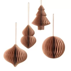 Broste Copenhagen Christmas Mix Papieren Kerstbal Ornament Set Van 4 Indian Tan