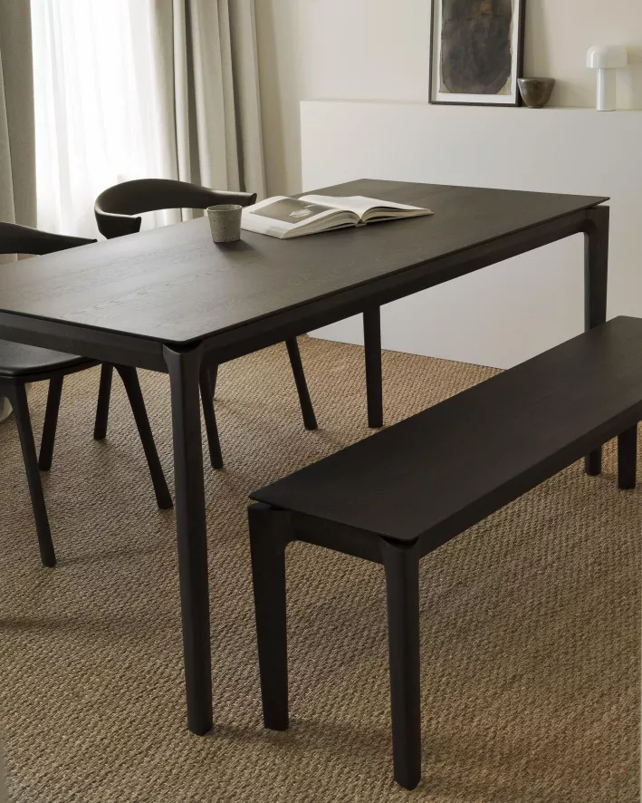 Ethnicraft Bok Eetbank 146 Zwart Eiken 2 Ethnicraft Bok Eetbank 146 Zwart Eiken - Afbeelding 2