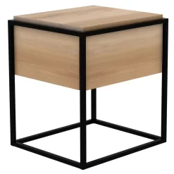 Ethnicraft Monolit Nachtkast Eiken, Zwart Onderstel