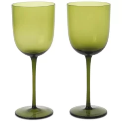 Ferm Living Host Witte Wijnglazen Set Van 2 Moss Green