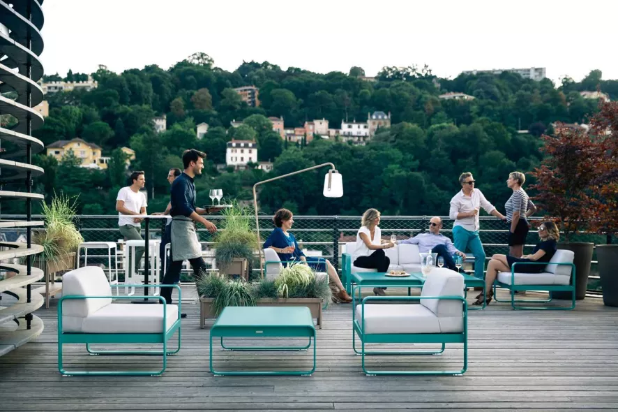 Fermob Bellevie Fauteuil Kussen Wit Acapulco Blue 15 Fermob Bellevie Fauteuil Kussen Wit Acapulco Blue - Afbeelding 15