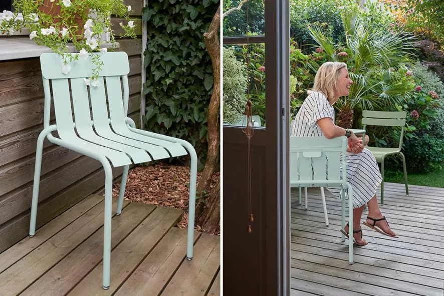 Fermob Stripe Tuinstoel Poppy 6 Fermob Stripe Tuinstoel Poppy - Afbeelding 6