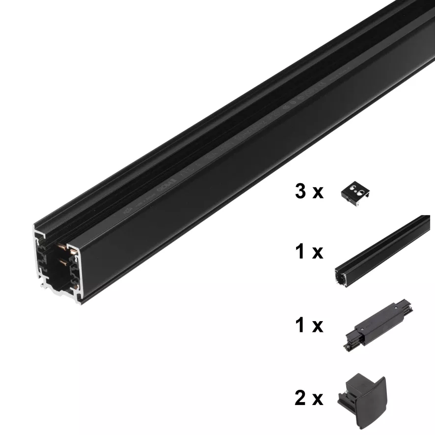 Flinders Set Railsysteem 2 Meter Zwart Voeding Midden 2 Flinders Set Railsysteem 2 Meter Zwart Voeding Midden - Afbeelding 2