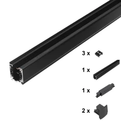 Flinders Set Railsysteem 2 Meter Zwart Voeding Midden