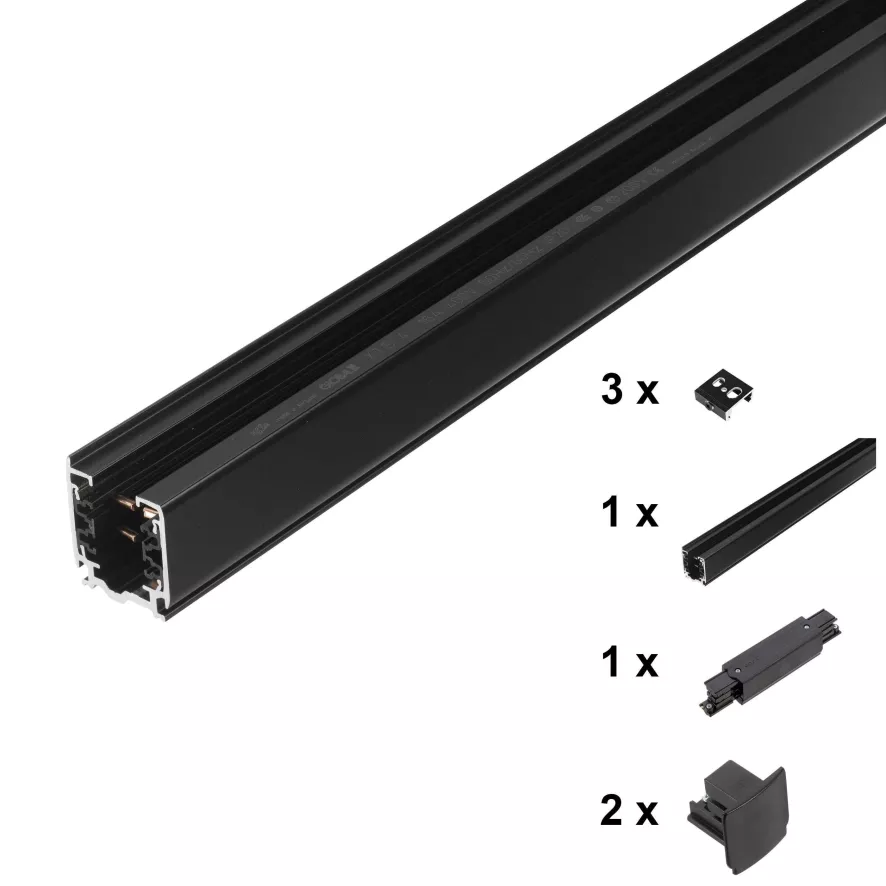 Flinders Set Railsysteem 2 Meter Zwart Voeding Midden 1 Flinders Set Railsysteem 2 Meter Zwart Voeding Midden