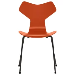 Fritz Hansen Grand Prix Eetkamerstoel Zwart, Eiken Paradise Orange