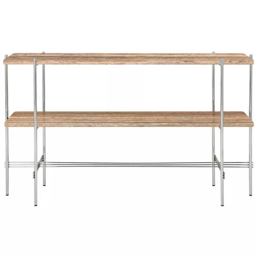 Gubi TS Console 120x30x72 Polished Steel Neutral White Travertine 3 Gubi TS Console 120x30x72 Polished Steel Neutral White Travertine - Afbeelding 3