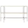 Gubi TS Console 120x30x72 Polished Steel Neutral White Travertine