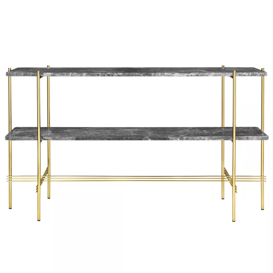 Gubi TS Sidetable 120x30x72 Messing/groen Marmer 2 Gubi TS Sidetable 120x30x72 Messing/groen Marmer - Afbeelding 2