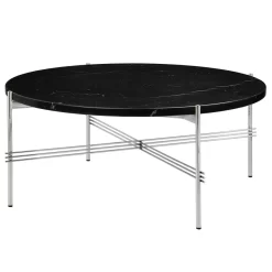 Gubi TS Salontafel 80 Polished Steel Black Marquina Marble