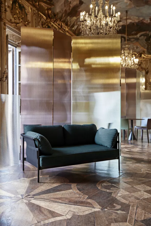 Hay Can Bank 2-zits Frame Verchroomd Staal, Roden 04 16 Hay Can Bank 2-zits Frame Verchroomd Staal, Roden 04 - Afbeelding 16