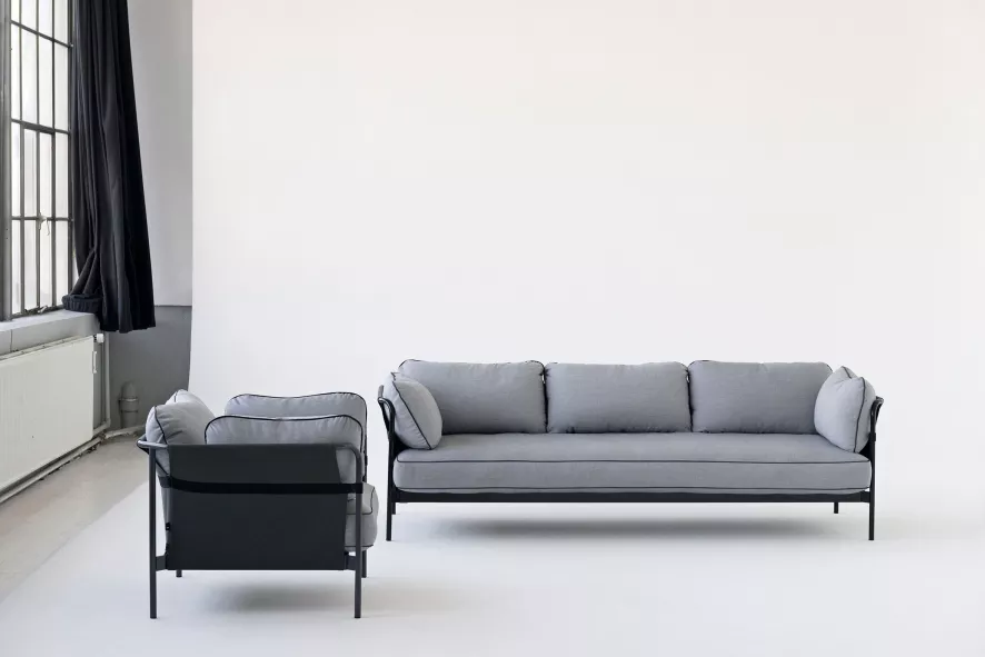 Hay Can Bank 2-zits Frame Verchroomd Staal, Roden 04 7 Hay Can Bank 2-zits Frame Verchroomd Staal, Roden 04 - Afbeelding 7