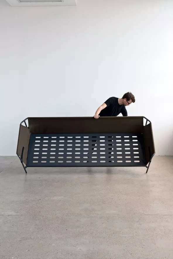 Hay Can Bank 2-zits Frame Verchroomd Staal, Roden 04 4 Hay Can Bank 2-zits Frame Verchroomd Staal, Roden 04 - Afbeelding 4