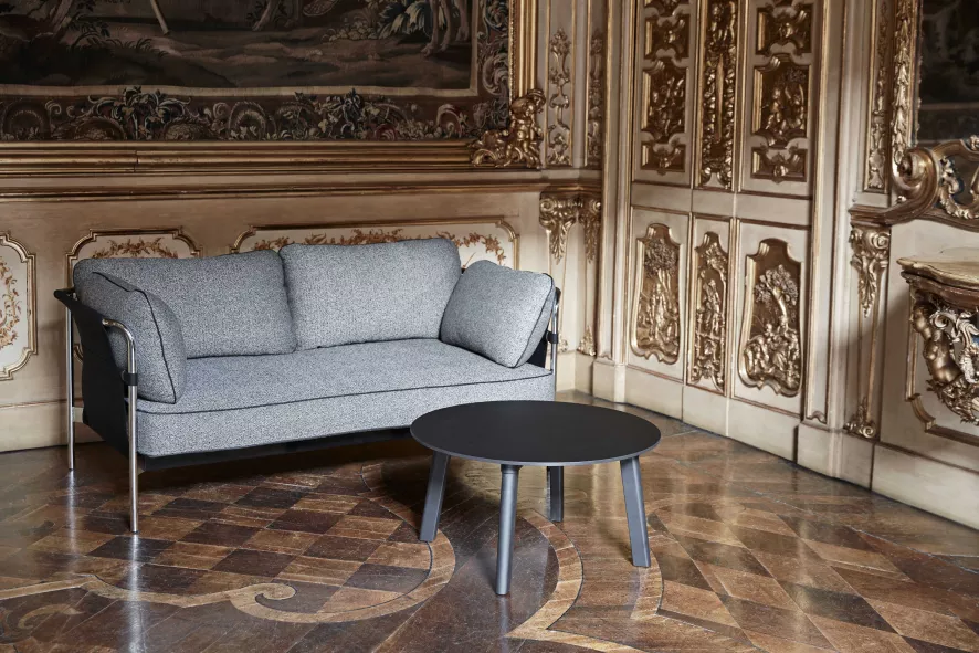 Hay Can Bank 2-zits Frame Verchroomd Staal, Roden 04 17 Hay Can Bank 2-zits Frame Verchroomd Staal, Roden 04 - Afbeelding 17