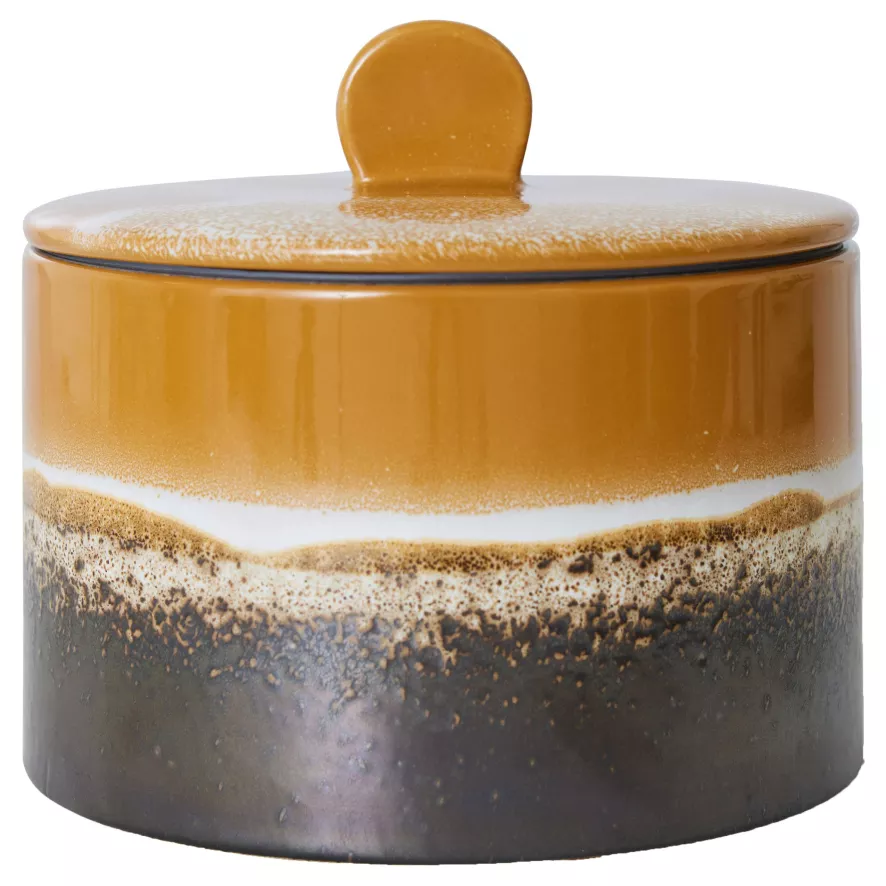 HKliving 70's Ceramic Koektrommel Voorraadpot Cookie Jar Fire 1 HKliving 70's Ceramic Koektrommel Voorraadpot Cookie Jar Fire