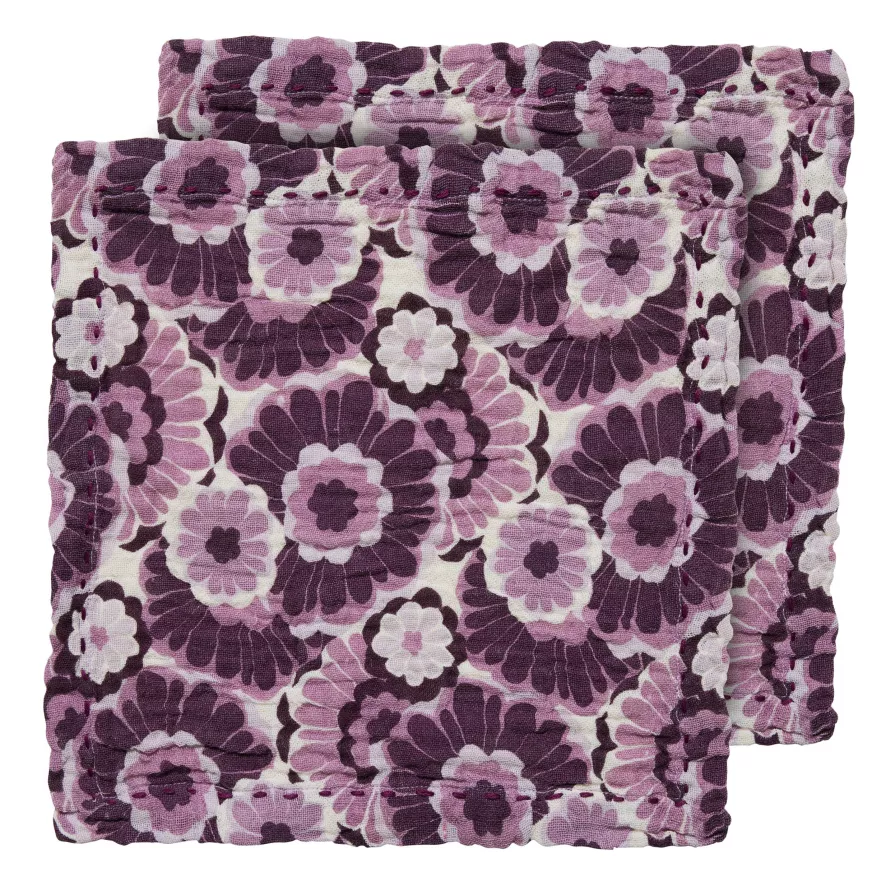 HKliving Cotton Servet Set Van 2 Floral Vintage 2 HKliving Cotton Servet Set Van 2 Floral Vintage - Afbeelding 2