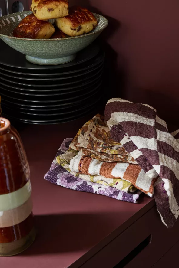 HKliving Cotton Servet Set Van 2 Floral Vintage 6 HKliving Cotton Servet Set Van 2 Floral Vintage - Afbeelding 6