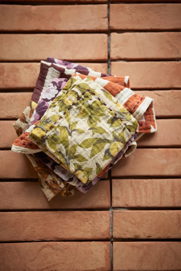 HKliving Cotton Servet Set Van 2 Floral Vintage 12 HKliving Cotton Servet Set Van 2 Floral Vintage - Afbeelding 12