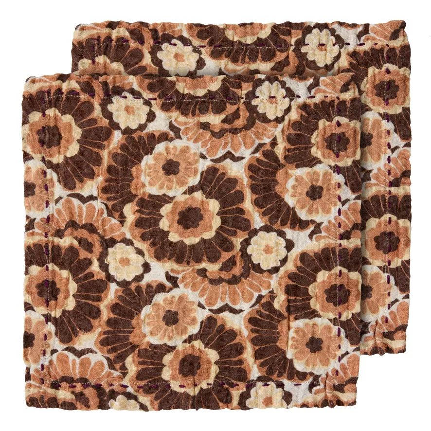 HKliving Cotton Servet Set Van 2 Floral Vintage 1 HKliving Cotton Servet Set Van 2 Floral Vintage