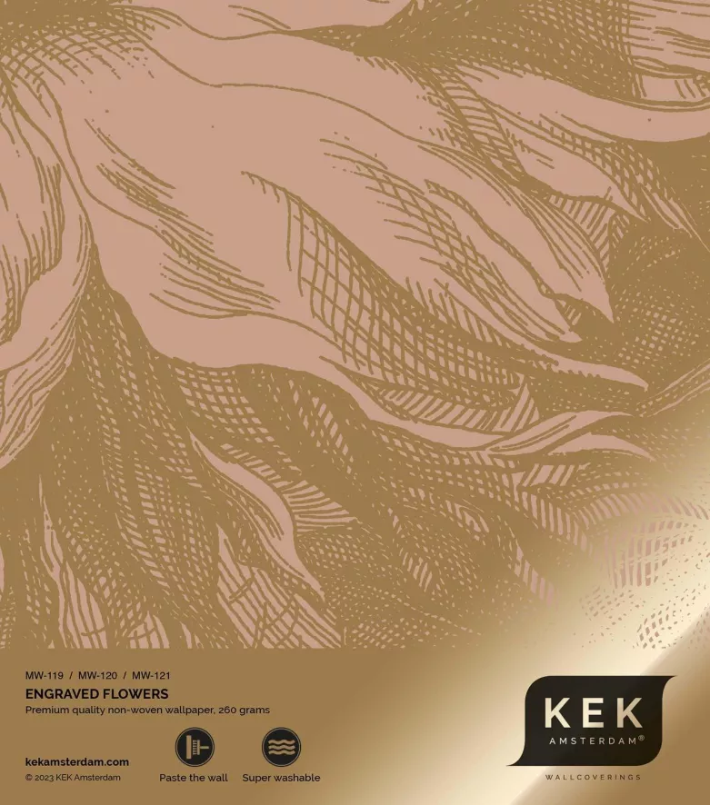 KEK Amsterdam Engraved Flowers 3 Gold Metallic Behang 6 Banen 5 KEK Amsterdam Engraved Flowers 3 Gold Metallic Behang 6 Banen - Afbeelding 5