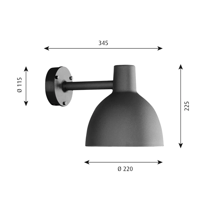 Louis Poulsen Toldbod 220 Wandlamp Zwart 2 Louis Poulsen Toldbod 220 Wandlamp Zwart - Afbeelding 2