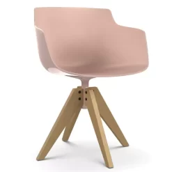 MDF Italia Flow Slim Color VN Oak Stoel Naturel, Powder Pink