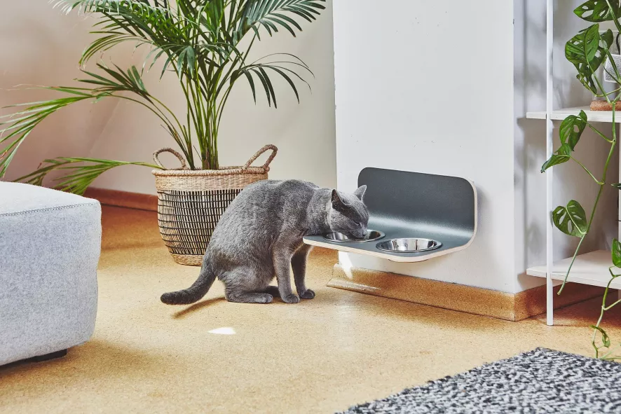 MiaCara Arco Kattenvoerbak Wand Grijs 2 MiaCara Arco Kattenvoerbak Wand Grijs - Afbeelding 2