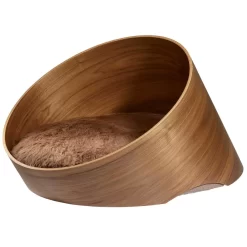 MiaCara Covo Hondenmand Ø60 Walnoot, Kussen Taupe