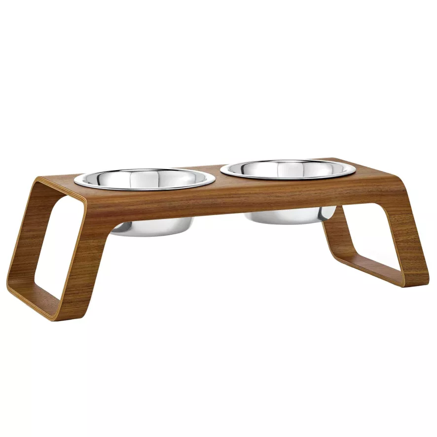 MiaCara Desco Hondenvoerbak Medium Walnoot 1 MiaCara Desco Hondenvoerbak Medium Walnoot