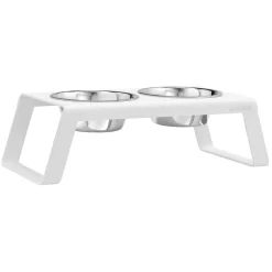 MiaCara Desco Hondenvoerbak Medium Aluminium Wit