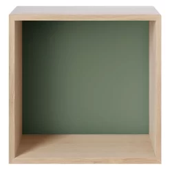 Muuto Mini Stacked 2.0 Kast Met Backboard Medium Eiken/lichtgroen