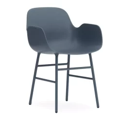 Normann Copenhagen Form Armchair Stoel Met Stalen Onderstel Blauw