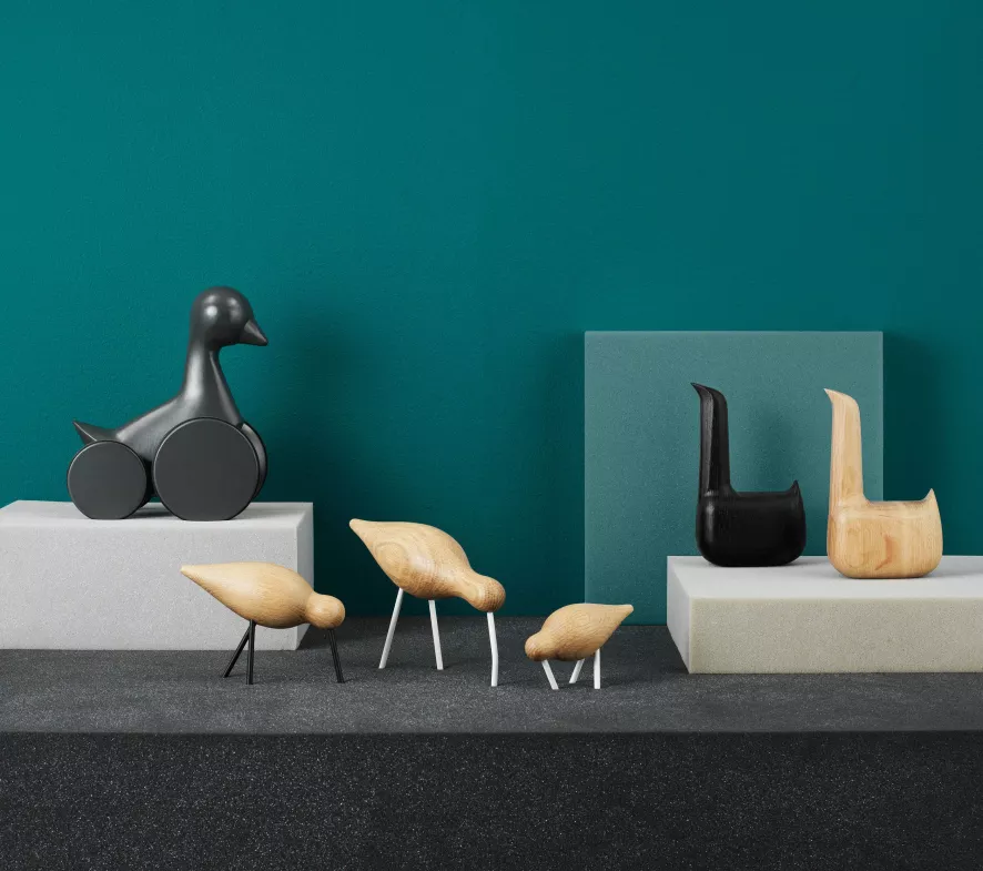 Normann Copenhagen Shorebird Vogel Collectors Item Large Walnoot Messing 2 Normann Copenhagen Shorebird Vogel Collectors Item Large Walnoot Messing - Afbeelding 2