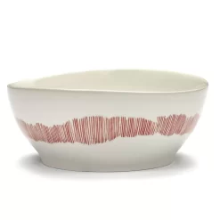 Serax Feast By Ottolenghi Kom Ø18 White Swirl Stripes Red