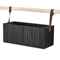 Squarely Copenhagen GrowWIDE Balkon Plantenbak, Black Ash, Bruin Leer 48cm