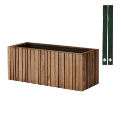 Squarely Copenhagen GrowWIDE Balkon Plantenbak, Dark Oak, Fabric Groen 38cm