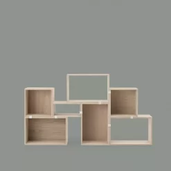 Muuto Stacked 2.0 Kast Met Backboard Medium Eiken/lichtgroen -Meubelwinkel x886x886 stacked 2 0 kast small open33.jpg.pagespeed.ic .dokErFPOnV 1