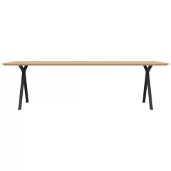 Studio HENK Slim X-Type Tafel 300x100 Zwart Frame, Hardwax Light 3041, Verjongd Ronde Hoeken