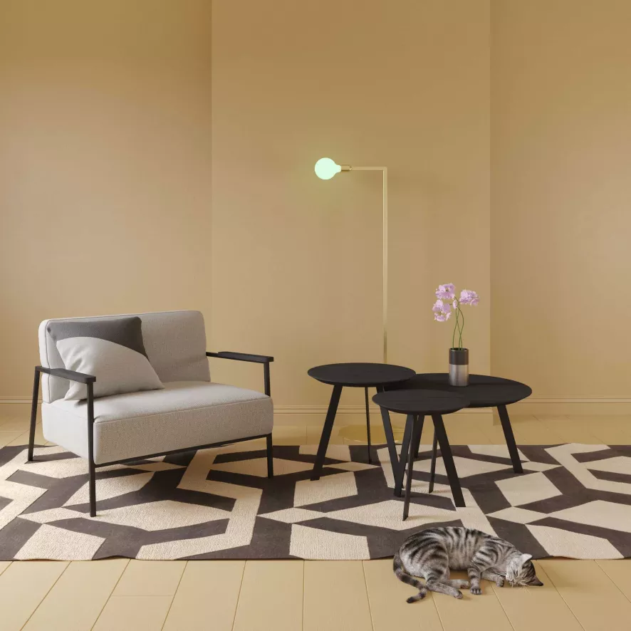 Studio HENK New Co Coffee Table 90 Zwart Onderstel, Zwarte Lak 2 Studio HENK New Co Coffee Table 90 Zwart Onderstel, Zwarte Lak - Afbeelding 2